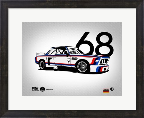 Framed 1968 BMW 3.0 CSL Print