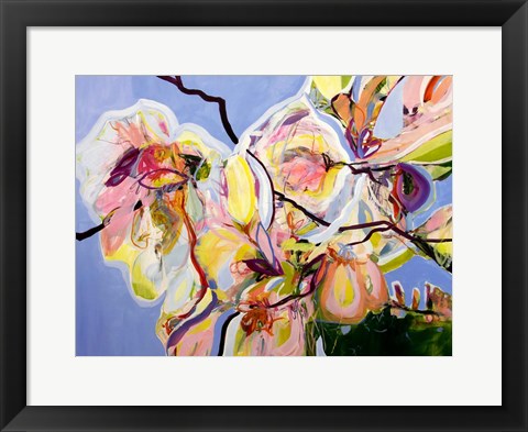 Framed Cool Spring Blues with Magnolia Print