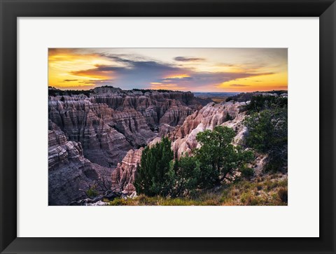 Framed Sunset Over Badland Valley Print