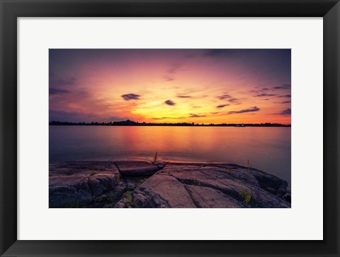 Framed Sunset Over the St. Lawrence River Print