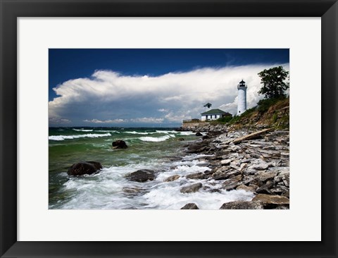 Framed Storm Over Tibbetts Point Lighthouse Print