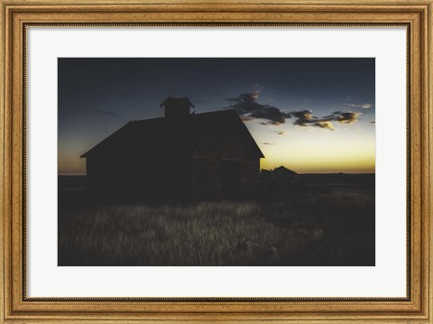 Framed Barn at Night Print
