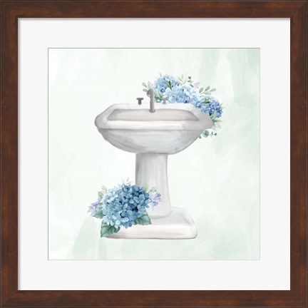 Framed Hydrangea Bath 3 Print