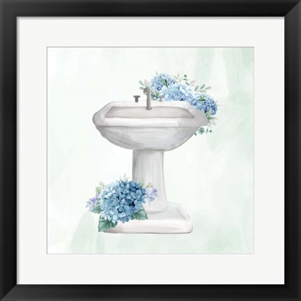 Framed Hydrangea Bath 3 Print