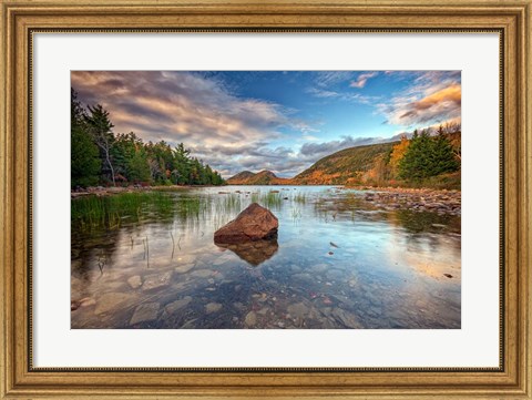 Framed Autumn Dusk at Jordan Pond Print