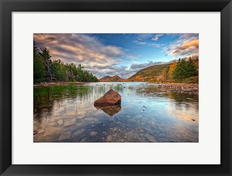 Framed Autumn Dusk at Jordan Pond Print