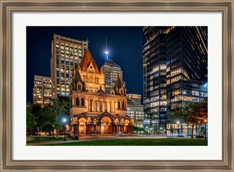 Framed Trinity Church at Night Print