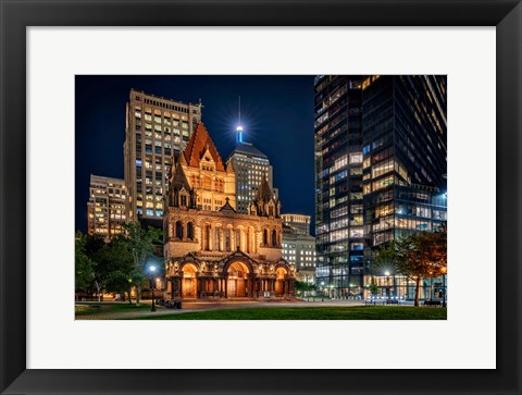 Framed Trinity Church at Night Print