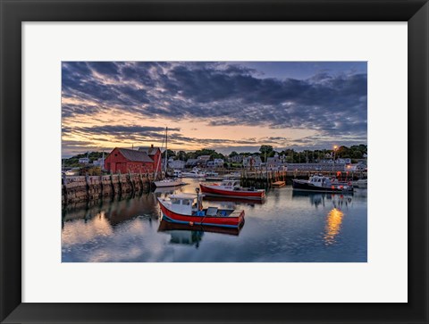 Framed Dawn in the Harbor Print