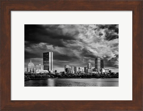 Framed Boston Skyline Monochrome Print