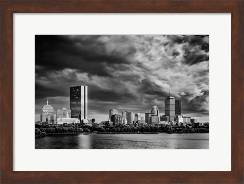 Framed Boston Skyline Monochrome Print