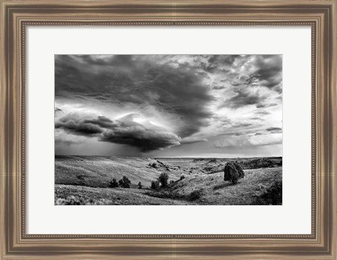 Framed Thunder in the Badlands Monochrome Print