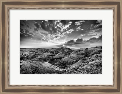 Framed Clearing Storm in the Badlands Monochrome Print