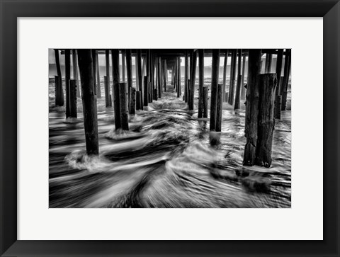 Framed Under Kitty Hawk Pier Monochrome Print