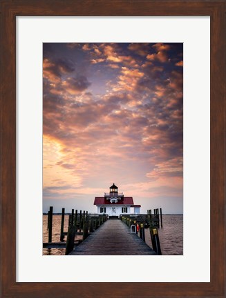 Framed Dawn at Roanoke Marshes Lighthouse Print