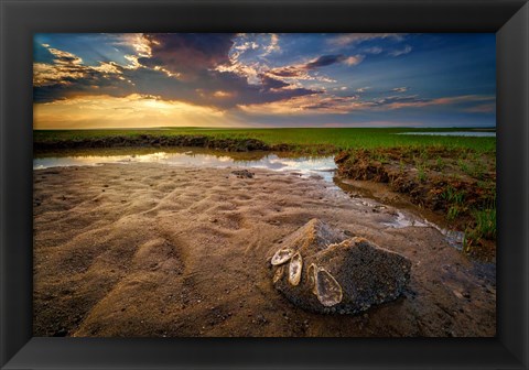 Framed Sunset on Paines Creek Beach Print