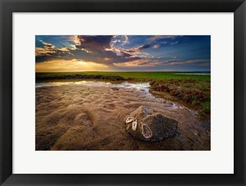 Framed Sunset on Paines Creek Beach Print