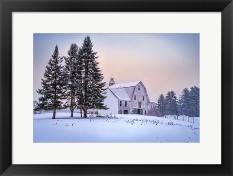 Framed Winter at the Barn Print