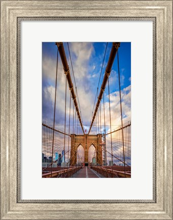 Framed Spring Evening on the Brooklyn Bridge Print