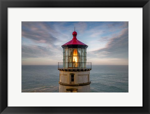 Framed Beacon at Heceta Head Print