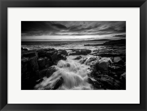 Framed Rick Berk-Rising Tide at Schoodic Point Black &amp; White.tif Print