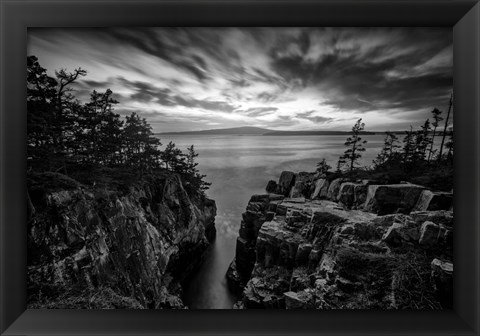 Framed October Sunset at Raven&#39;s Nest Black and White Print