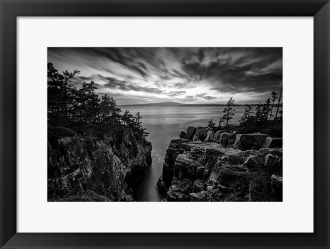 Framed October Sunset at Raven&#39;s Nest Black and White Print