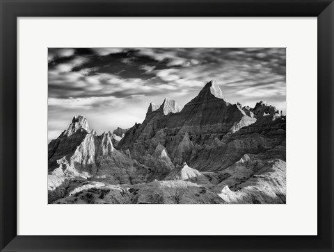 Framed Morning in the Badlands B&amp;W Print