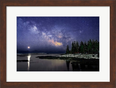 Framed Milky Way Over the Sheepscot River Print