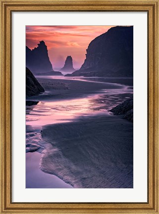 Framed Last Light on Bandon Beach Print