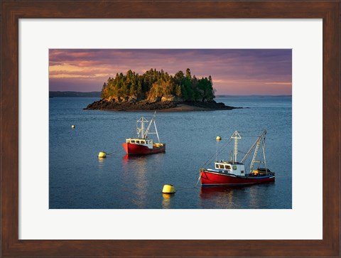 Framed In The Harbor at Dusk Print