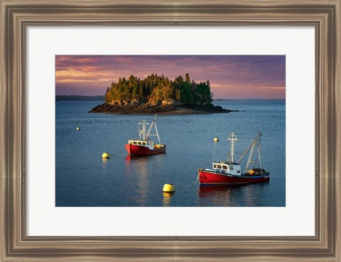 Framed In The Harbor at Dusk Print