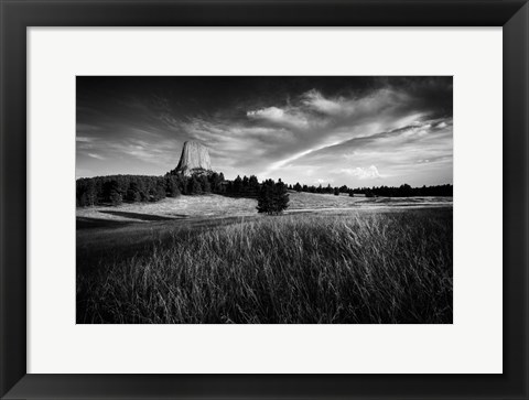 Framed Devils Tower Black &amp; White Print