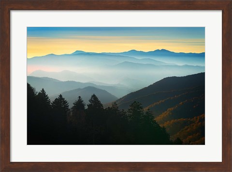 Framed Autumn Mist at Newfound Gap Print