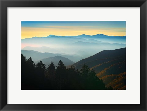 Framed Autumn Mist at Newfound Gap Print