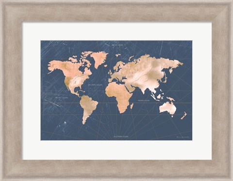 Framed Mindfully Marbled Map Print