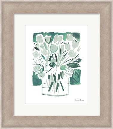 Framed Light Green Tulips I Print