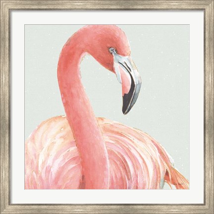 Framed Gracefully Pink II with Green Print