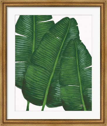 Framed Emerald Banana Leaves II Print