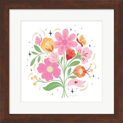 Framed Bold Bright Bouquet I Print