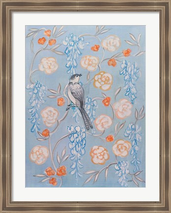 Framed Heirloom Chinoiserie Bird I Print