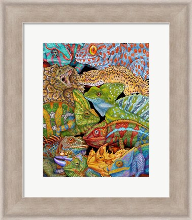 Framed Collage Reptiles Vertical Print