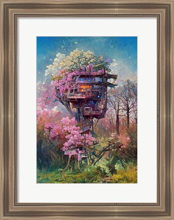 Framed Overgrown Treehouse Print