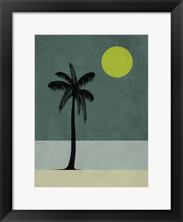 Framed Palm Tree and Yellow Moon Print