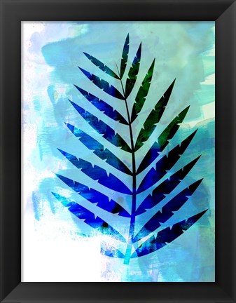 Framed Blue Leaf Watercolor Print