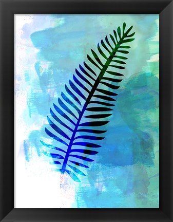 Framed Blue Leaf Watercolor II Print