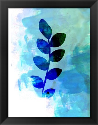 Framed Tropical Blue Leaf Watercolor Print