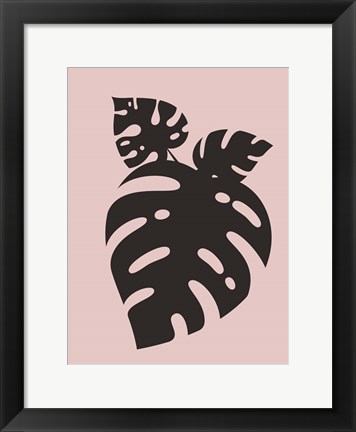 Framed Blush Pink Monstera Leaves Print