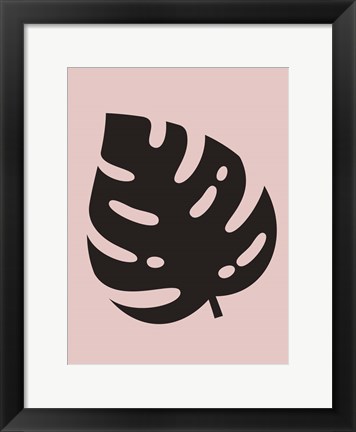 Framed Tropical Blush Pink Monstera Leaf Print