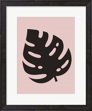 Framed Tropical Blush Pink Monstera Leaf Print